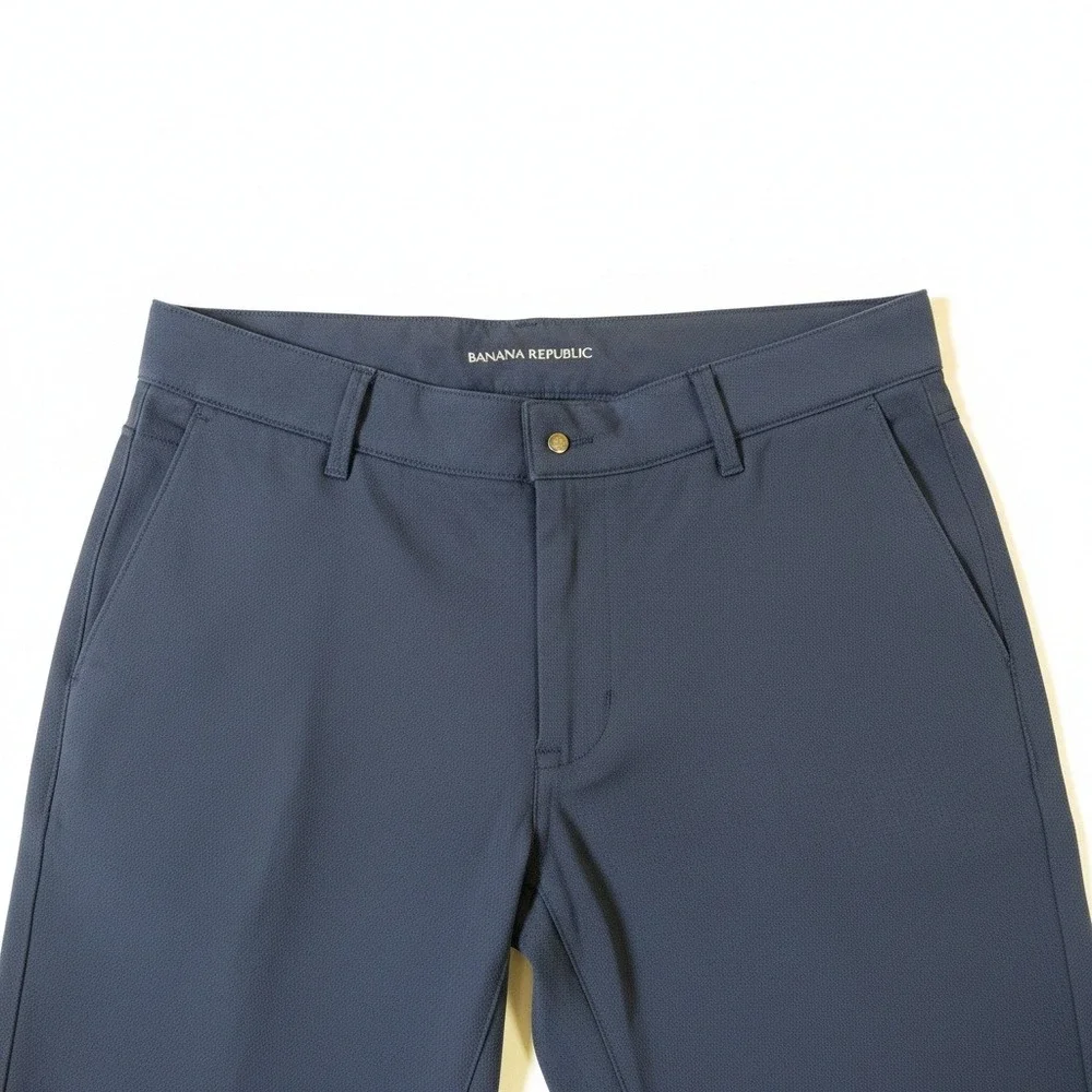 Banana Republic Mens Core Temp Chino Pants Navy Blue Slim Fit 34x32 Dress Slacks